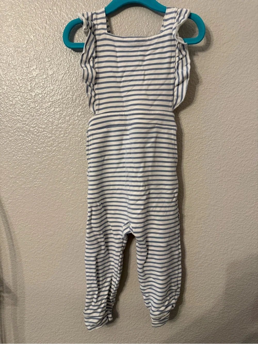 Little Sleepies White and Blue Striped Kids Romper